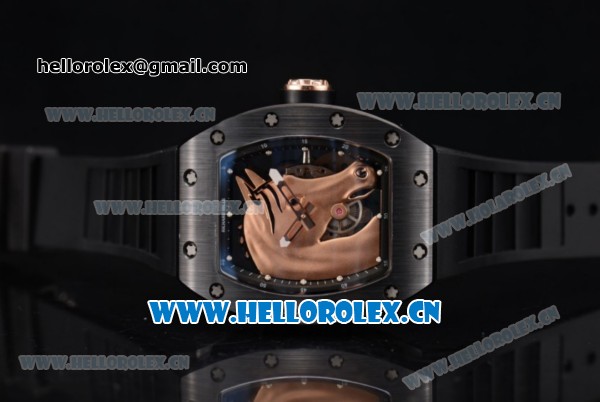 Richard Mille RM52-02 Horse Limited Miyota 9015 Automatic PVD Case with Skeleton Dial and Dot Markers Black Rubber Strap - Click Image to Close